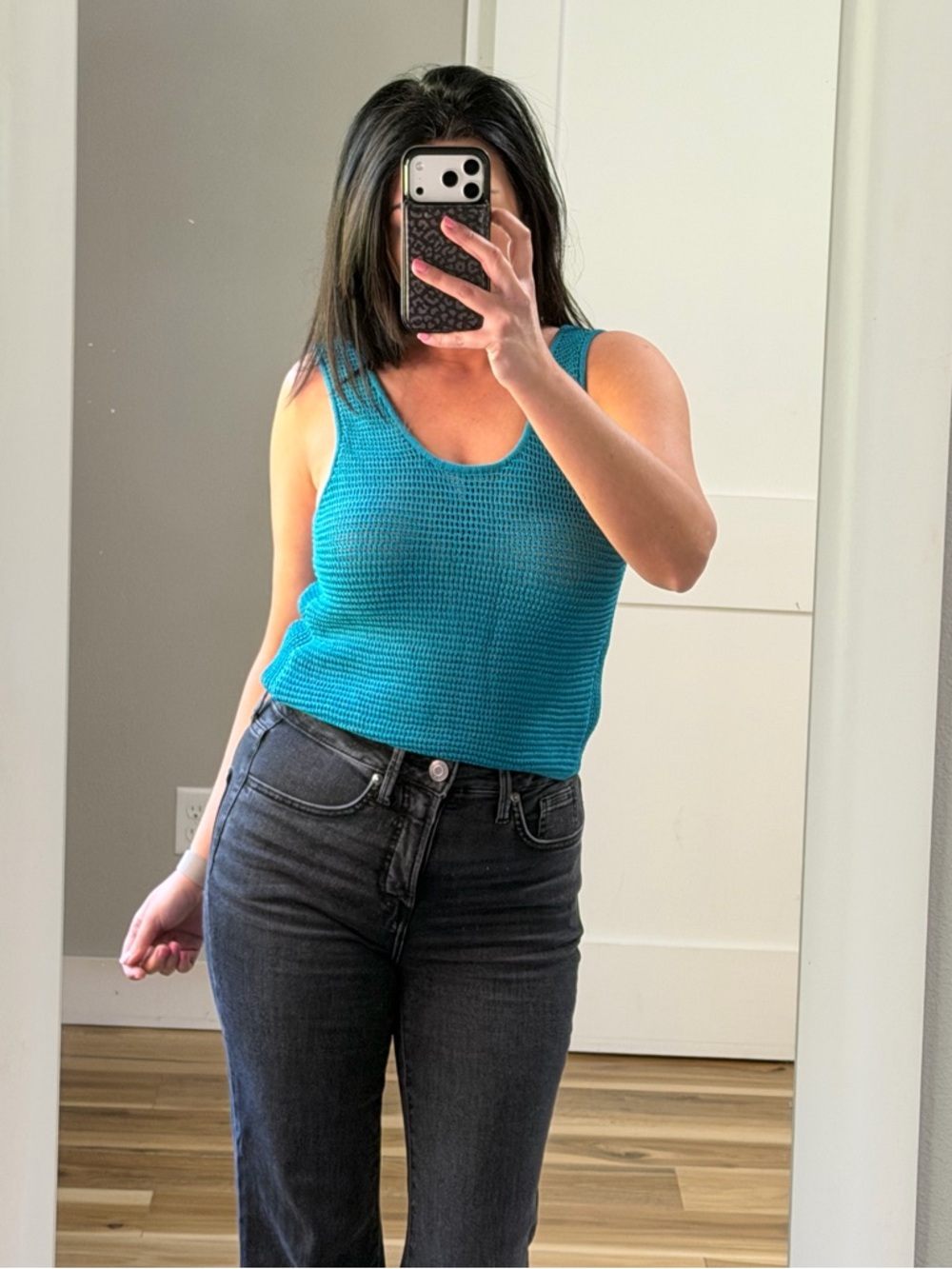 House of Harlow 1960 Teal Knit Scoop Tank